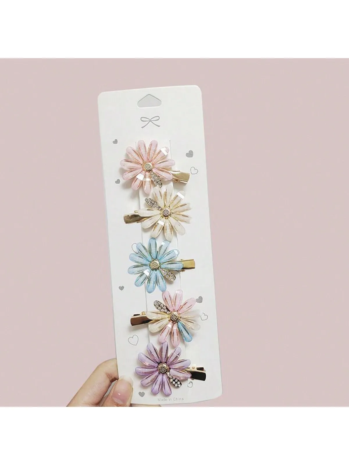 2pcs Crystal Daisy Hair Clips, All-Match Hair Accessories Suitable For Women And Girls, Cute Flower Hairpins For Fringe And Bangs