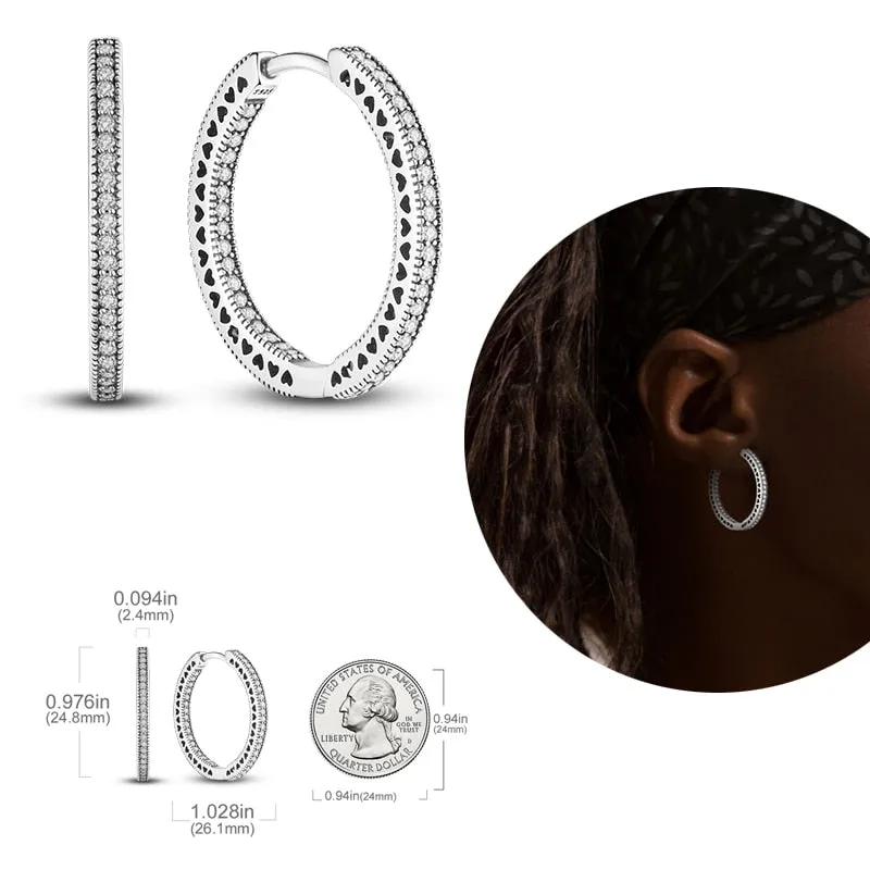 925 Silver Hoop Earrings For Women Sparkling Pave CZ U Shape Star Moon Feather Luxury Fine Engagement Wedding Earring