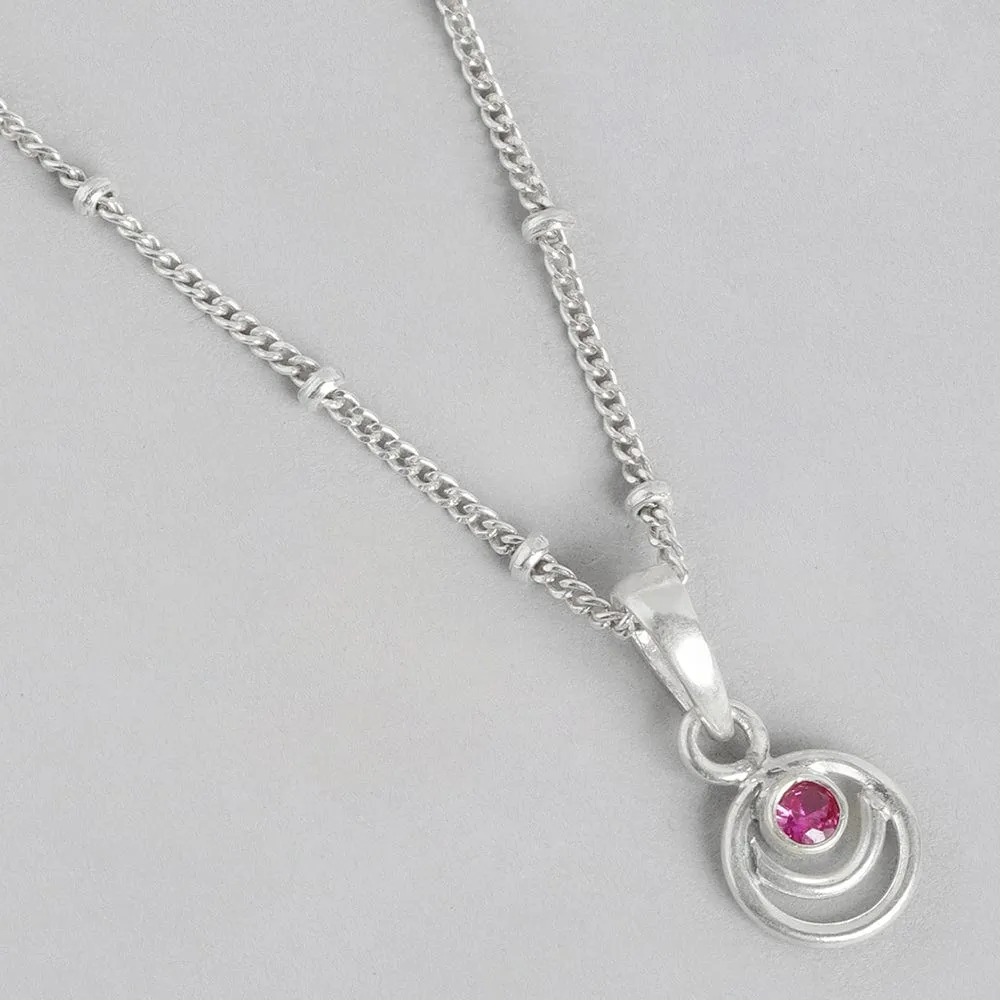 92.5 Silver Red Spiral Necklace