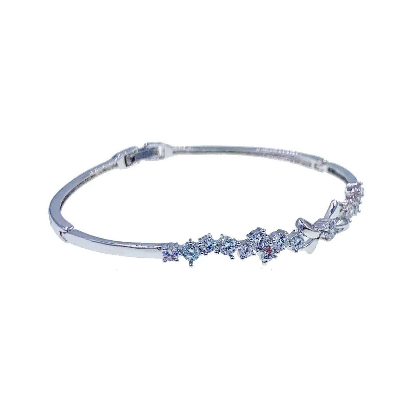 Anouk Bow Cubic Zirconia Bangle Bracelet Silver