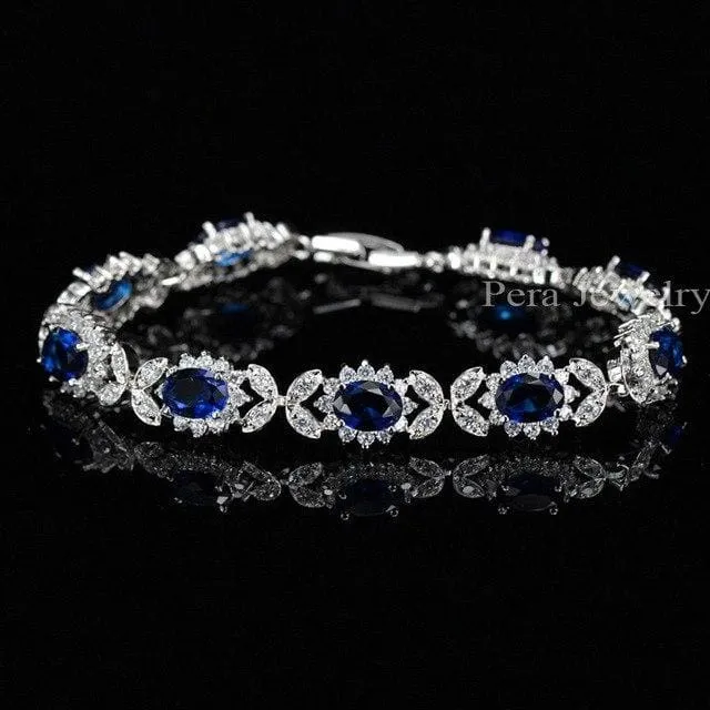 Cubic Zirconia Crystal Charm Bracelet