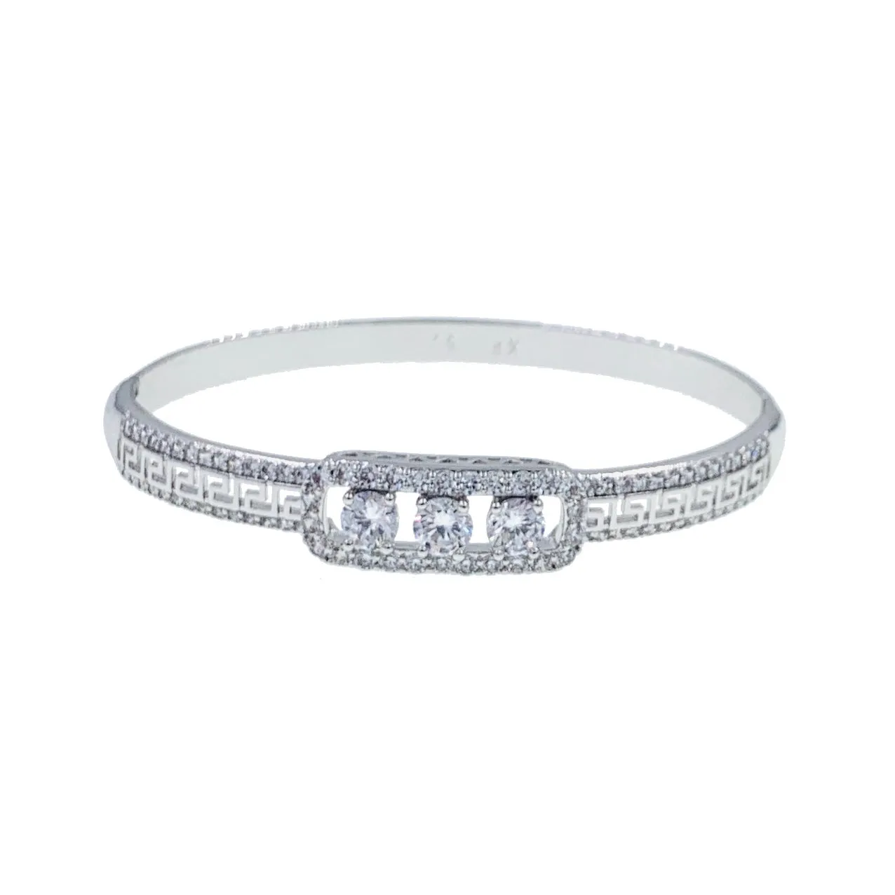 Drina Cubic Zirconia Bangle Bracelet Silver