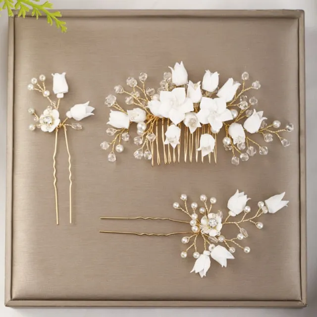 Flower Hair Comb Wedding Hair Accessories, Crystal Headdress, Bridal Hair Ornaments