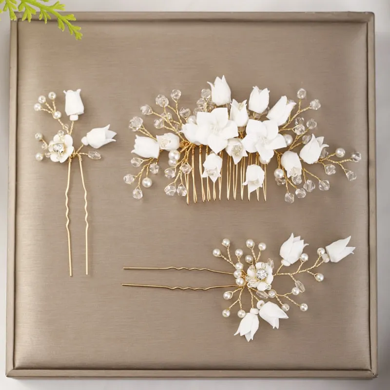 Flower Hair Comb Wedding Hair Accessories, Crystal Headdress, Bridal Hair Ornaments