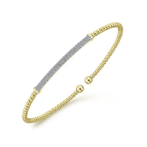 Gabriel & Co | 14K Yellow Gold Bujukan Diamond Bar Split Bangle
