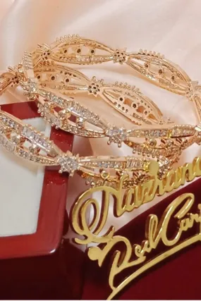Golden Chic: Elevate Your Style with Stone Bangles in Radiant Gold Polish