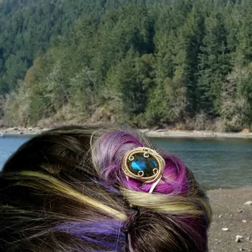 Labradorite Wire Wrapped Silver Hair Pin