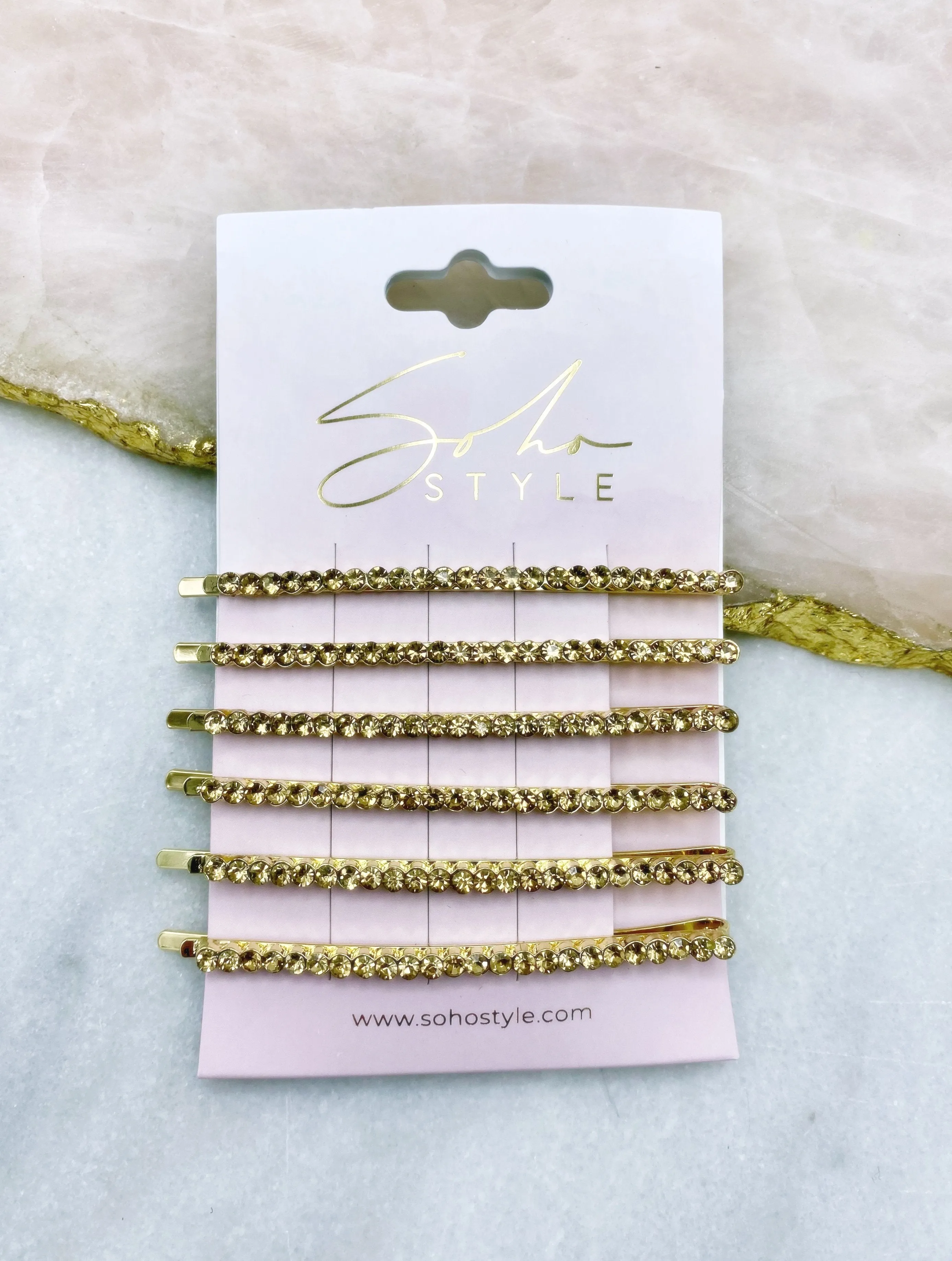 Ombre Crystal Bobby Pin 6 PCS Set