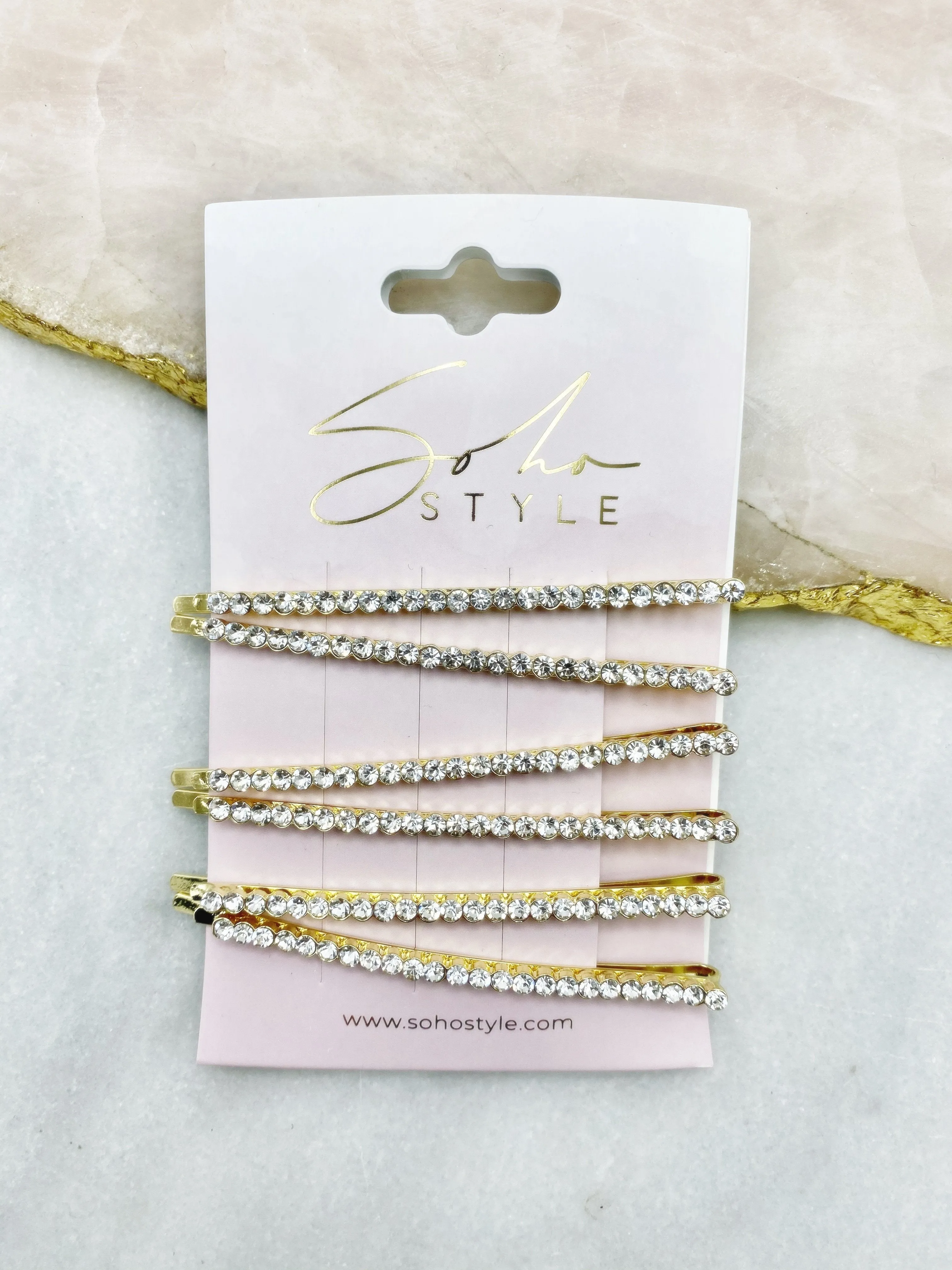 Ombre Crystal Bobby Pin 6 PCS Set