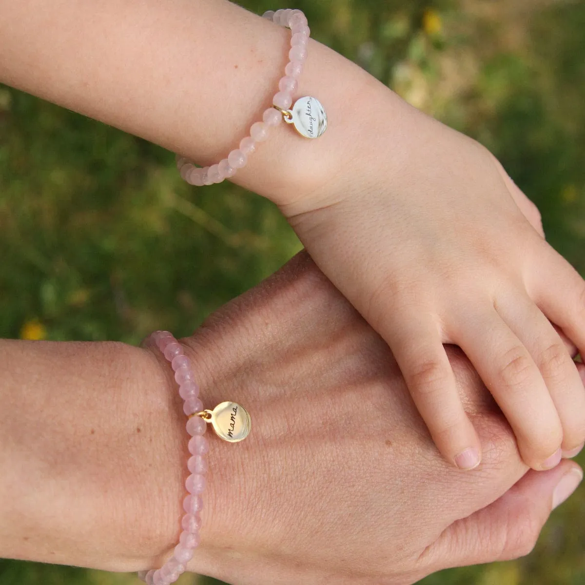 Rose Quartz Mom & Me Bracelet Set