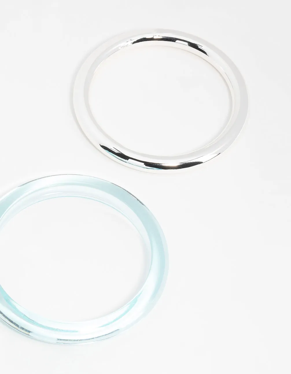 Silver & Blue Acrylic Bangles 2-Pack