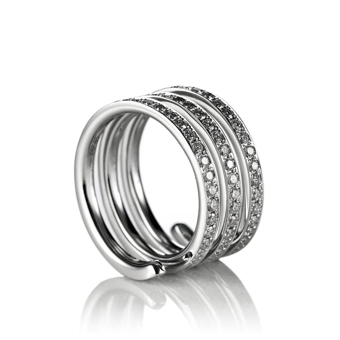 Spring Large 18K Gold, Rosegold or Whitegold Ring w. Diamonds