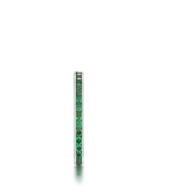 Teresa Emerald Green Silver Eternity Stackable Ring | 1ct | Stainless Steel