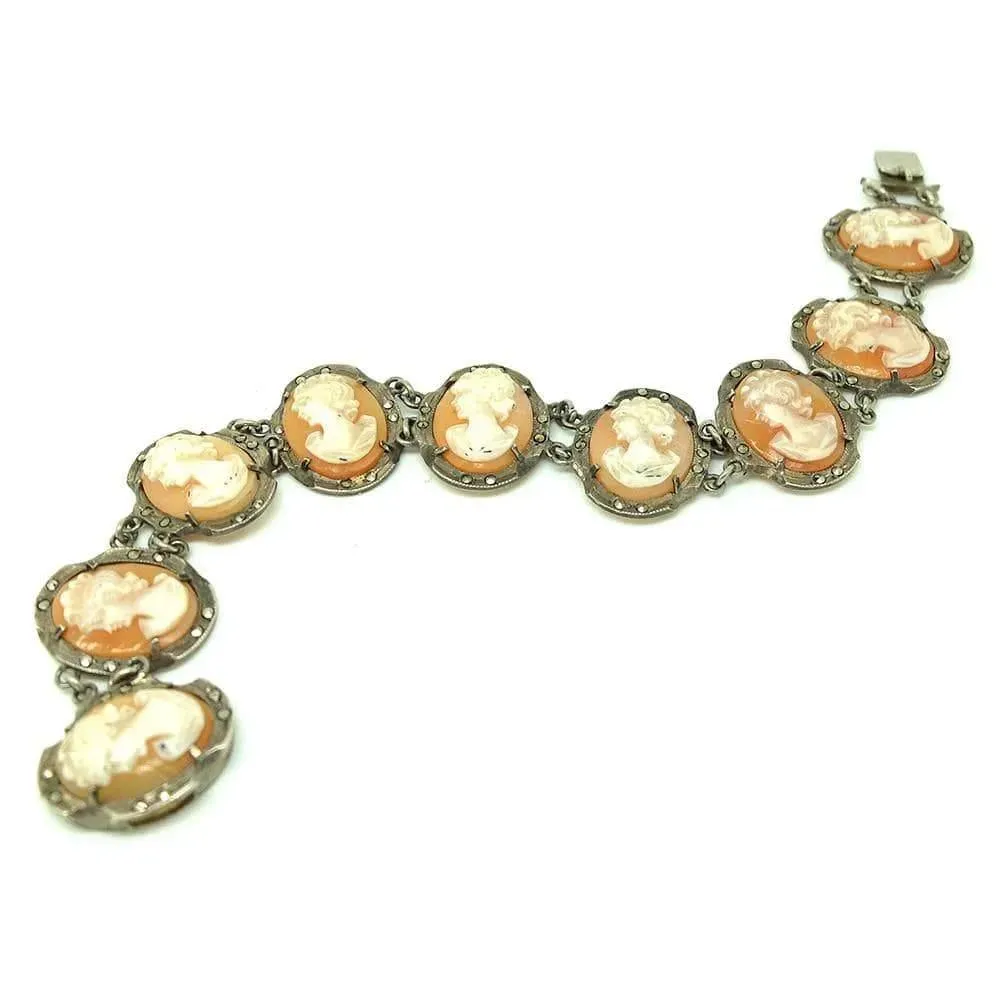 Vintage 1930s Cameo Silver Bracelet