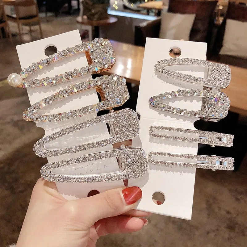 Wenkouban Korean Crystal Hairpins Women Hair Jewelry Fashion Simulation Pearl Gold Barrettes Clips Pins Wedding Bridal Tiara Accessories