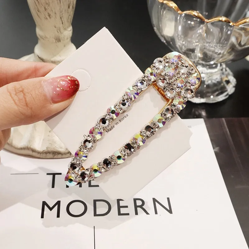 Wenkouban Korean Crystal Hairpins Women Hair Jewelry Fashion Simulation Pearl Gold Barrettes Clips Pins Wedding Bridal Tiara Accessories