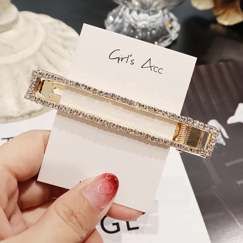 Wenkouban Korean Crystal Hairpins Women Hair Jewelry Fashion Simulation Pearl Gold Barrettes Clips Pins Wedding Bridal Tiara Accessories
