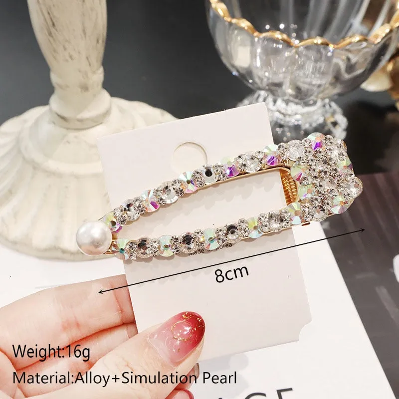 Wenkouban Korean Crystal Hairpins Women Hair Jewelry Fashion Simulation Pearl Gold Barrettes Clips Pins Wedding Bridal Tiara Accessories