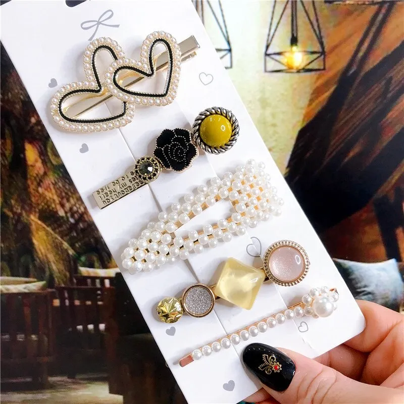 Wenkouban New 2022 Hair Accessories Set For Women Fashion Crystal Simulation Pearl Hair Clips Headwear Jewelry 5PCS Hairpins Ornaments