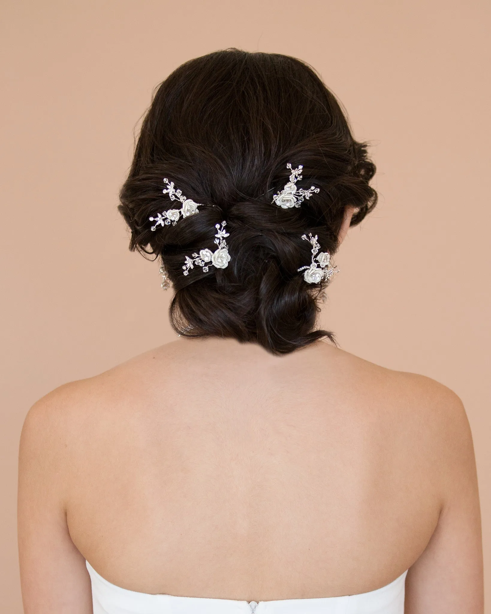 White Flower Hairpins