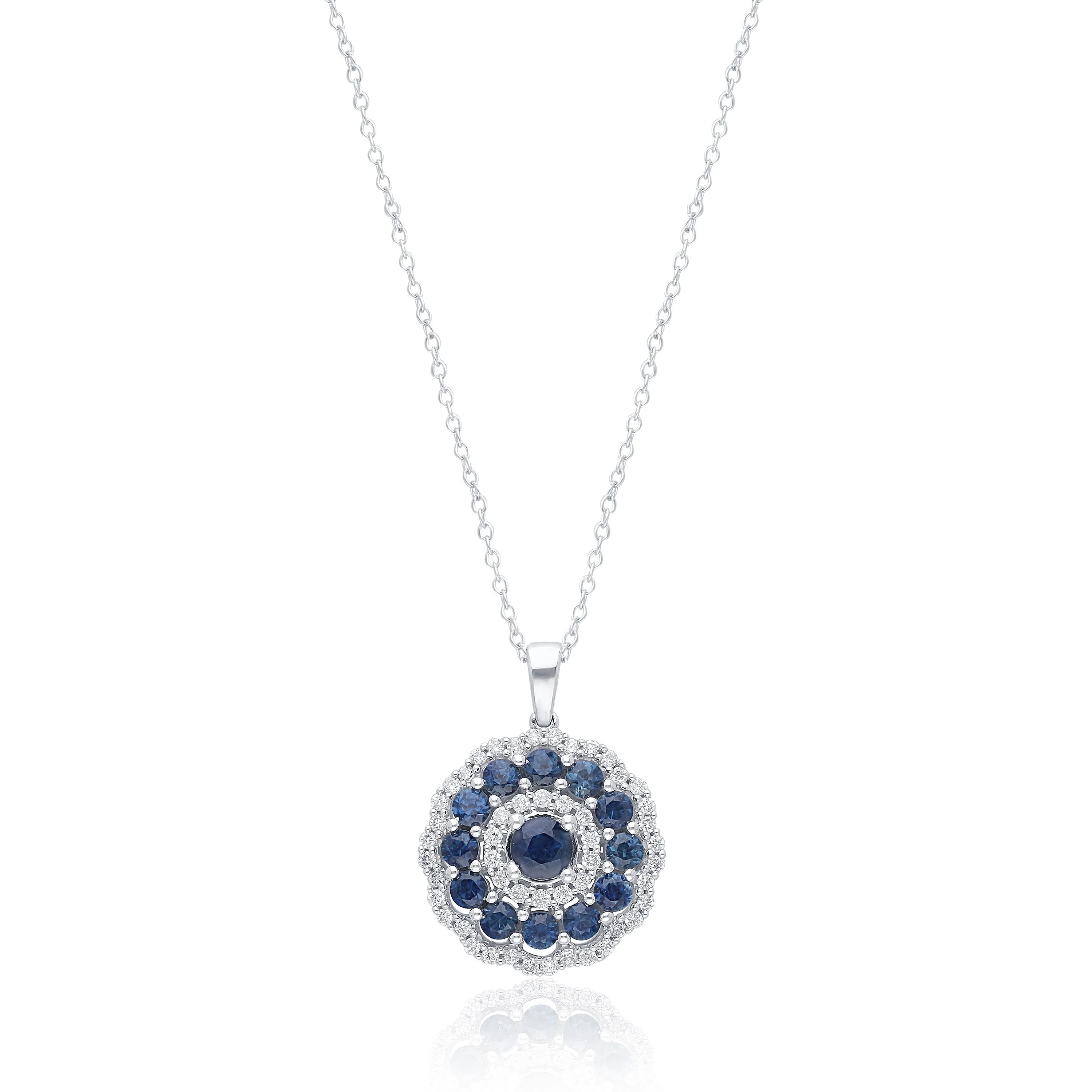 White Gold Sapphire & Diamond Infinite Pendant